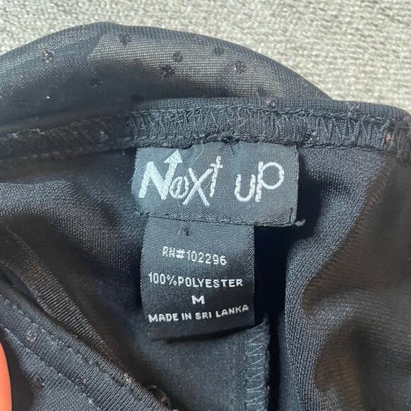 NEXT UP Y2K Vintage Black SHeer Maxi Slip Dress Glitter Medium Polka Dot - Picture 3 of 3